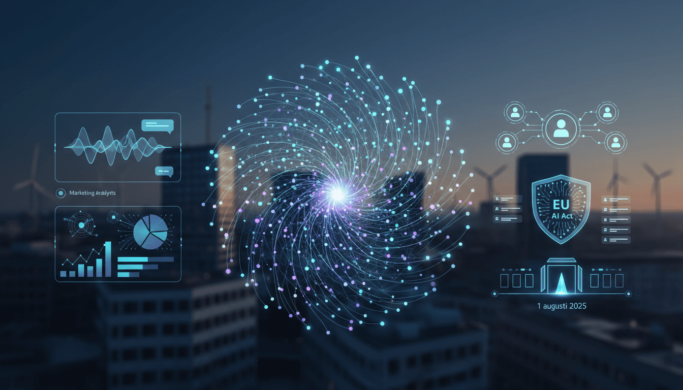 Illustration som visar AI och process i modern affärsmiljö